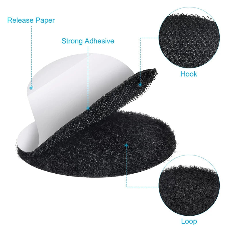 10/20pairs 6cm Round Black Self Adhesive Hook and Loop Dots Sticky Glue Coins Tape Loop Fastener For Home Classroom Office