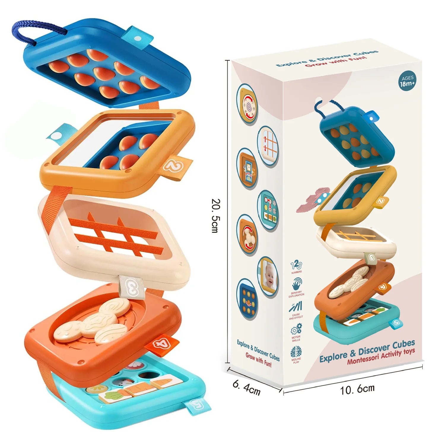 Busy Board for Toddlers Montessori Sensory Toys Baby Folding Activity Cube Fine Motor Skill Learning Education Toys for Kid Gift