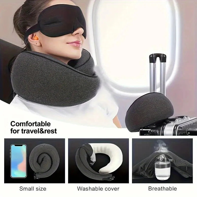 Comfortable Memory Foam Travel Neck Pillow with Breathable Cover Machine Washable Ideal for Airplane Office School Car and Home