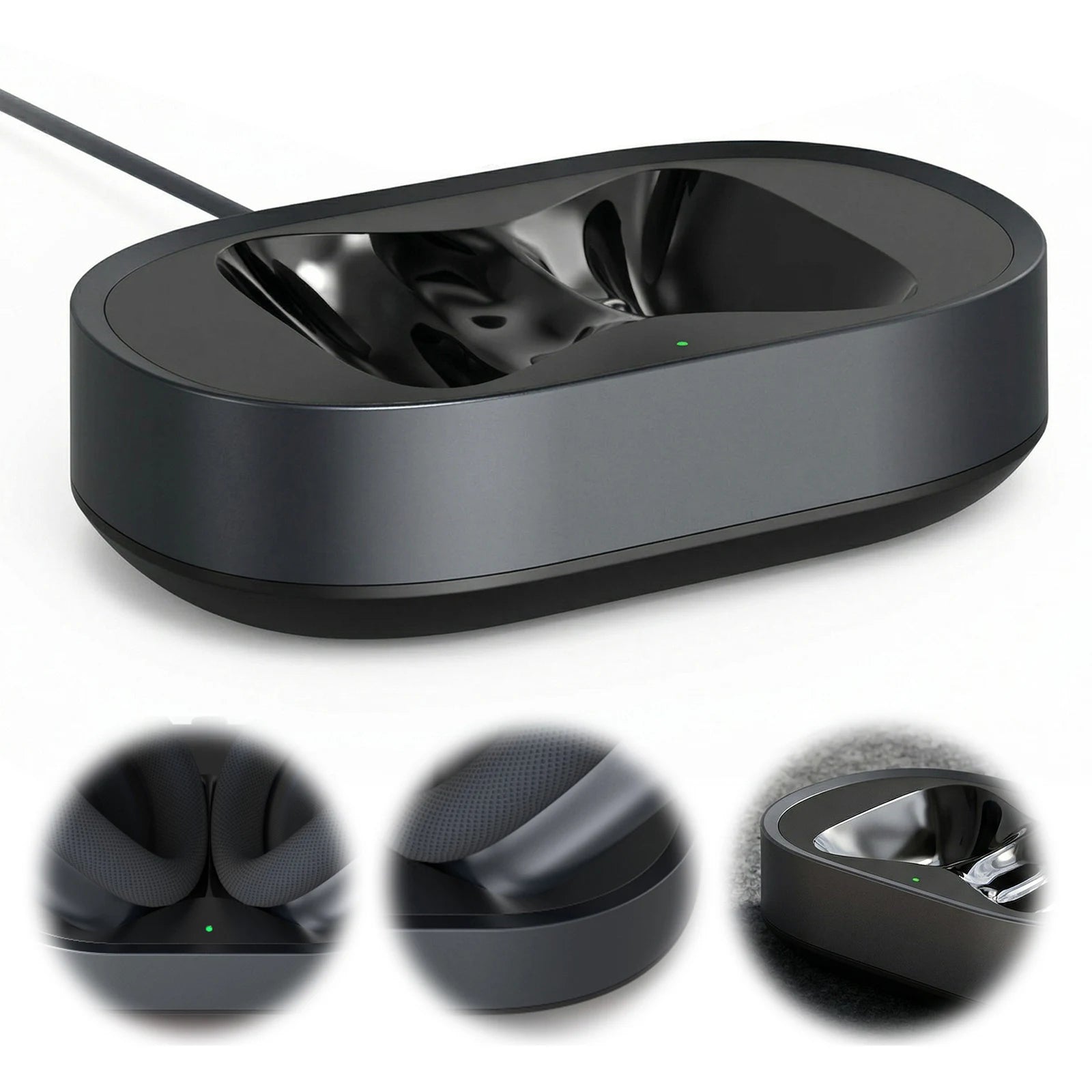 Magnetic Headset Charger Dock for AirPods Max Headphones Desktop Headset Holder USB-C with Dual Connectors Anti-Scratch