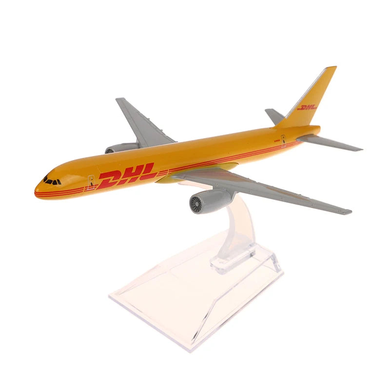 16CM Scale 1:400 Metal Airplane Replica DHL Alloy Airplane Model Yellow Freight Machine Diecast Aircraft Aviation Collectibles