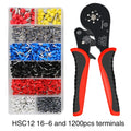 Crimping Pliers Ferrule Sleeves Tubular Terminal Tools HSC8 6-4 6-6 16-6 Wire Crimper Household Electrical Sets 1200pcs Terminal