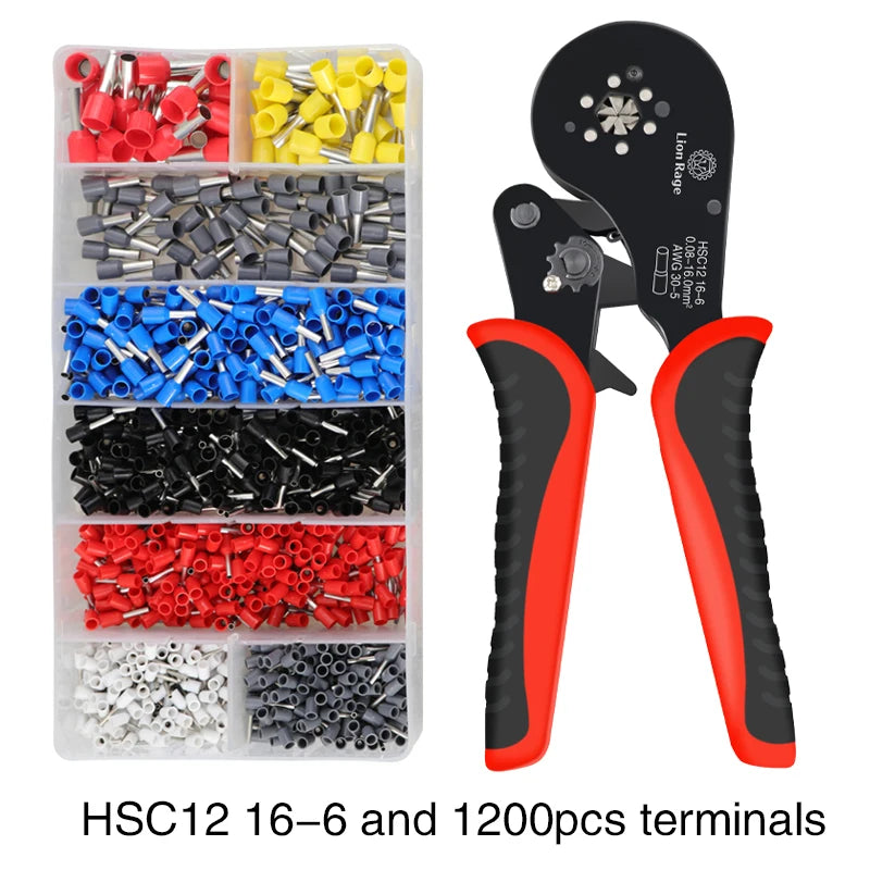 Crimping Pliers Ferrule Sleeves Tubular Terminal Tools HSC8 6-4 6-6 16-6 Wire Crimper Household Electrical Sets 1200pcs terminal