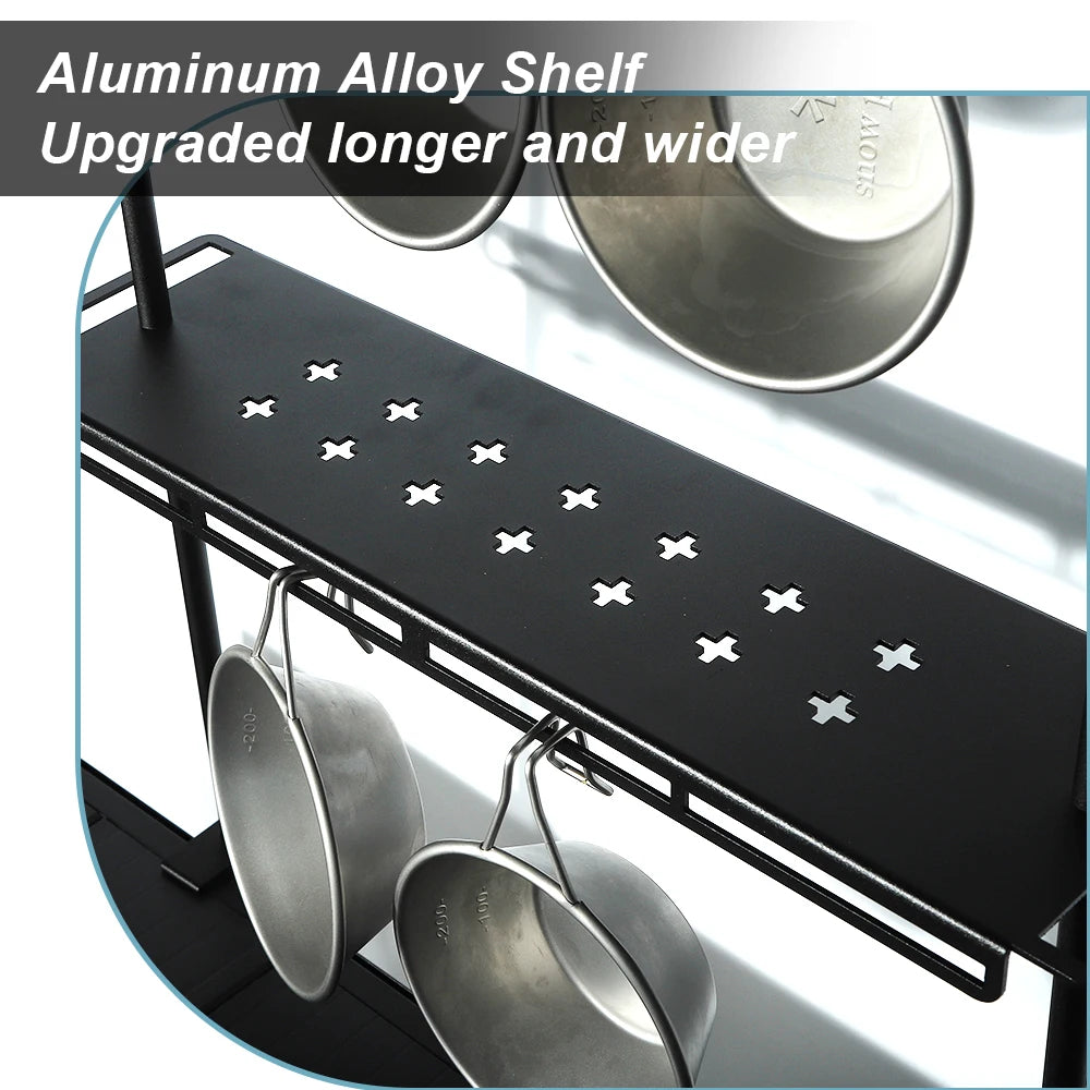 New Lighweight Camping Storage Shelf Aluminum Alloy Detachable Organizer Rack Table Lantern Stand Tableware Organizer Supplies