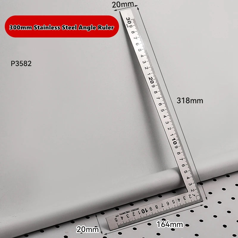 300/500mm Aluminum Alloy Square Ruler Right Angle 90° Turning Ruler Woodworking Ruler Steel Turning Ruler Measuring Tools Gauge