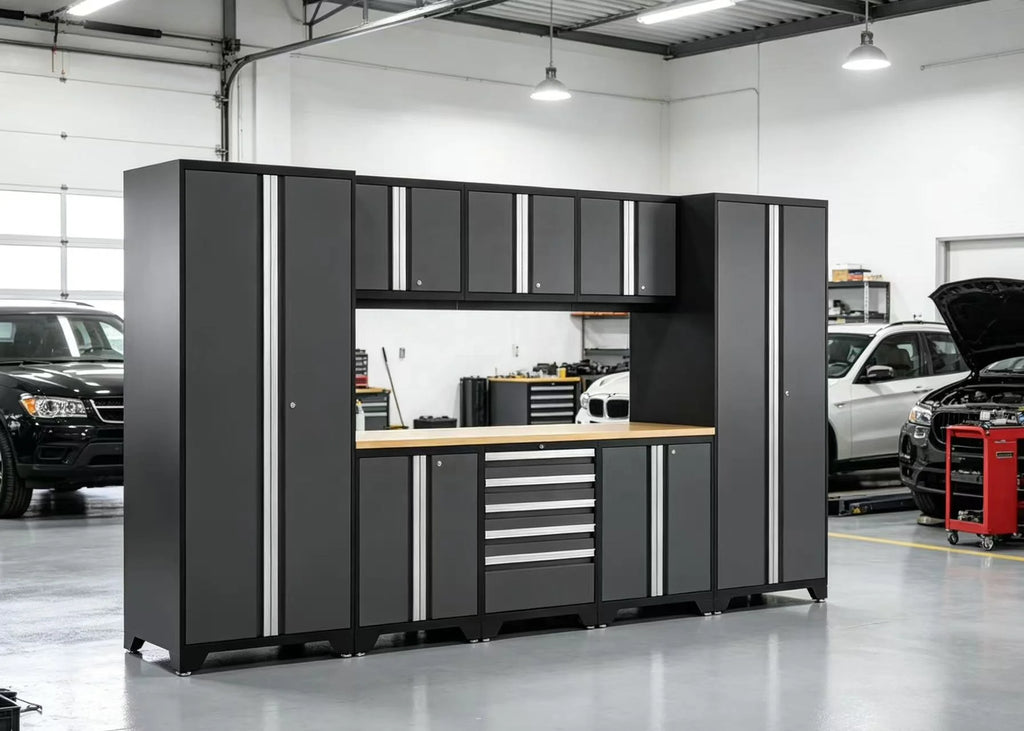 CYD Steel Garage Storage System Modular Tool Cabinet Heavy Duty Workshop Metal WorkBench Tool Bench Garage Workstation Cabinet