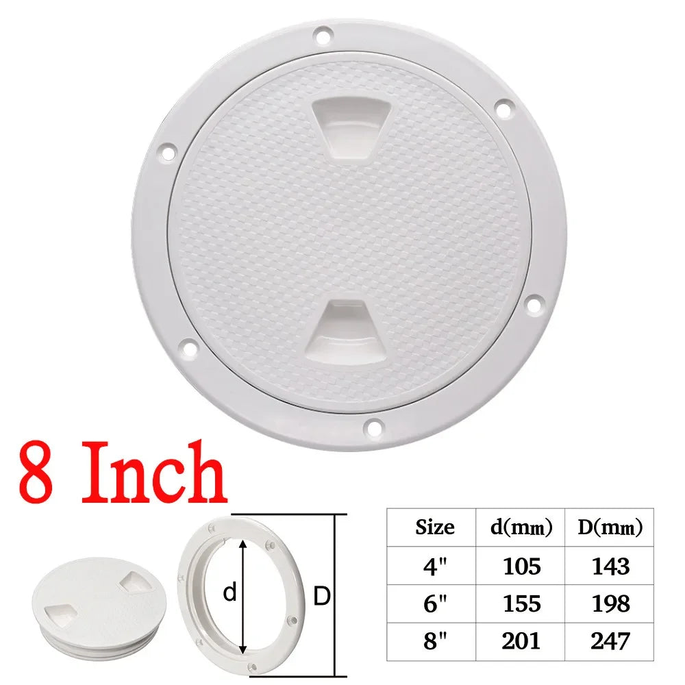 ABS Plastic Round Non-Slip Inspection Hatches with Detachable Cover Marine Screw Out Access Hatch Cover For Kayaks Yacht 4'' 6''