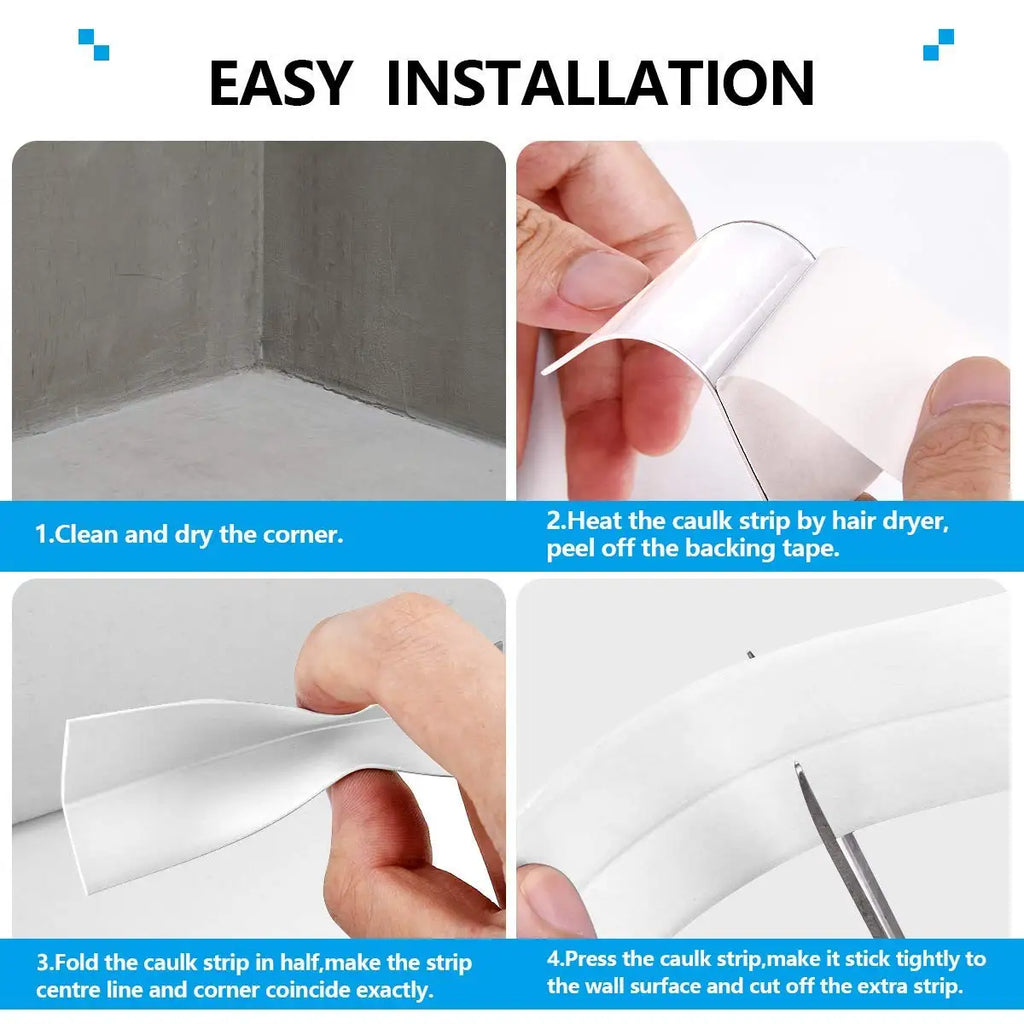 Self Adhesive Caulking Tape for Toilet Base Sealer, Kitchen, Bathroom, Sink,Shower,Bathtub Edge Protector,PVC Caulk Strip Decor