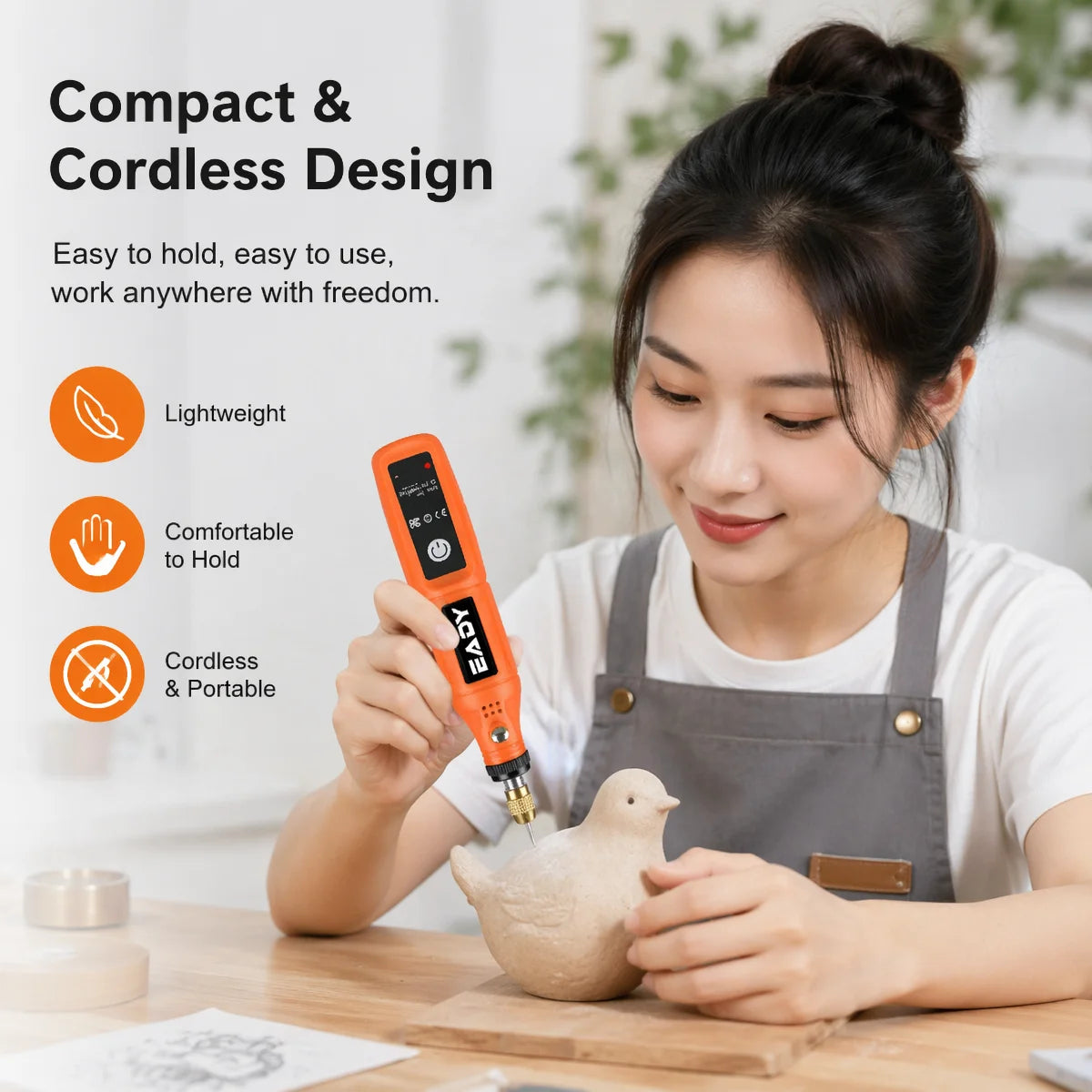 EADY Multifunctional USB Electric Rotary Tool, Mini Drill & Engraving Kit, Cordless DIY Hand Tools – Perfect for Sanding