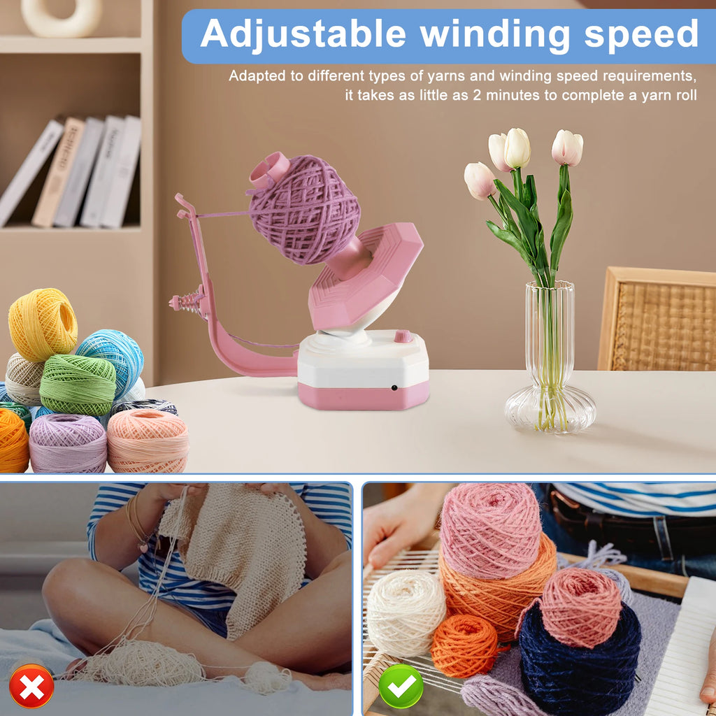 Electric Wool Winder for Crocheting Motor Drive Automatic Yarn Ball Winder Efficient Auto Yarn Cake Winder With Stepless Speed
