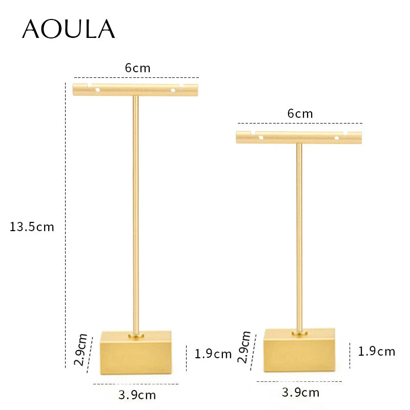 Luxury Dangle Earrings Display Metal Rack T Bar Stand Ring Jewelry Hanger Organizer Ear Studs Storage Holder Shelf Store Selling