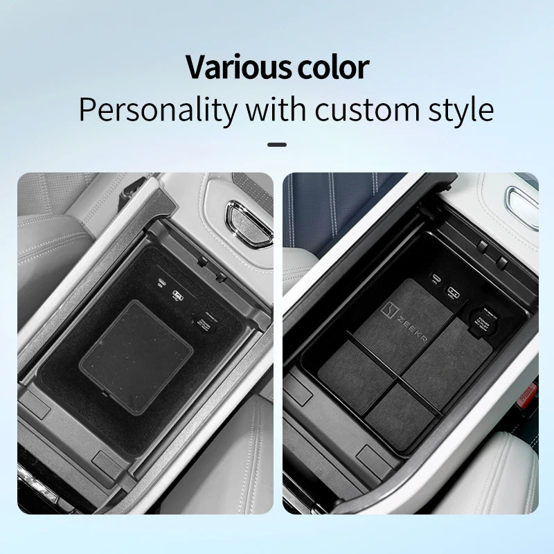 For ZEEKR 001 Center Control Storage Box Storage Box Shelf Armrest Box alcantara suede Interior Car Supplies