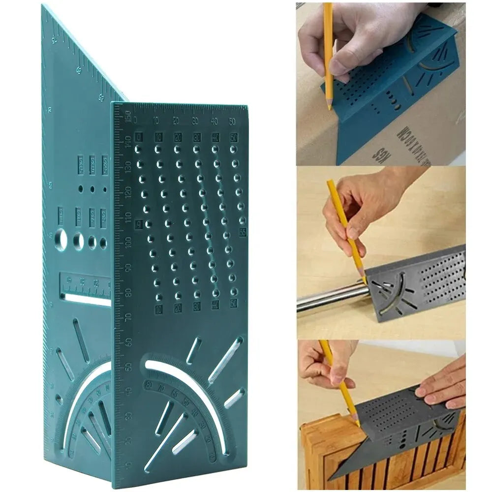 Green Angle Ruler Three-dimensional Oblique Cutting Woodwork Measuring Ruler 45/90 ° Line Crossing Ruler Fixed Gauge Tool