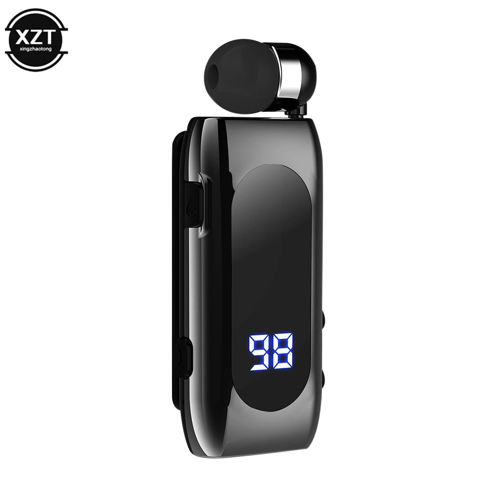 K55 Mini Wireless Bluetooth-Compatible Headset Lavalier Retractable Cable Smart In-ear Single Sport Earphone Led Digital Display
