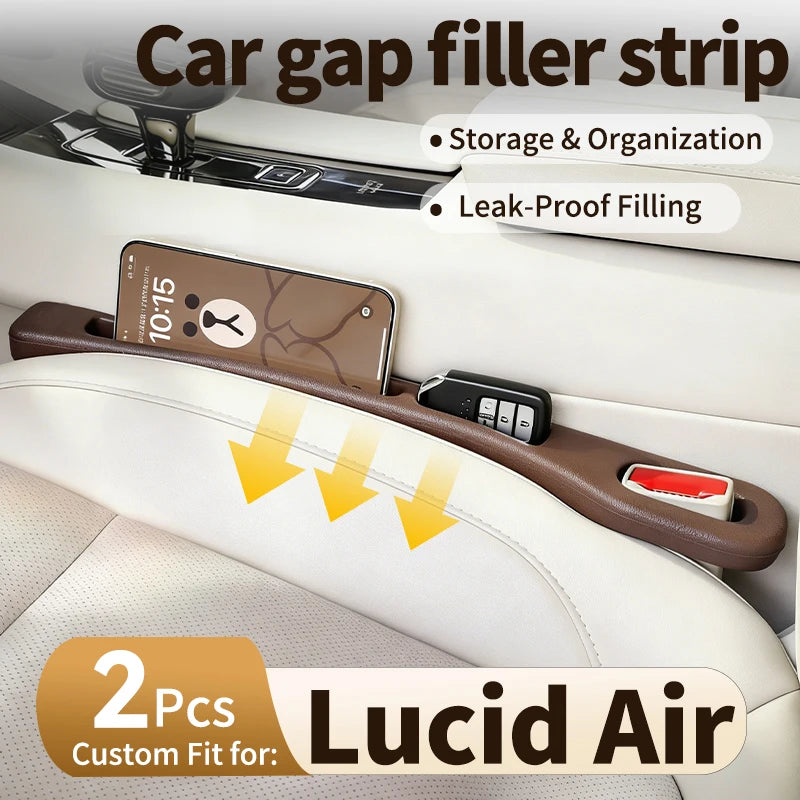 Custom fit for Lucid Air Plug-and-play car seat gap seal strip, no leg space occupied, expand interior side storage space 2PCS