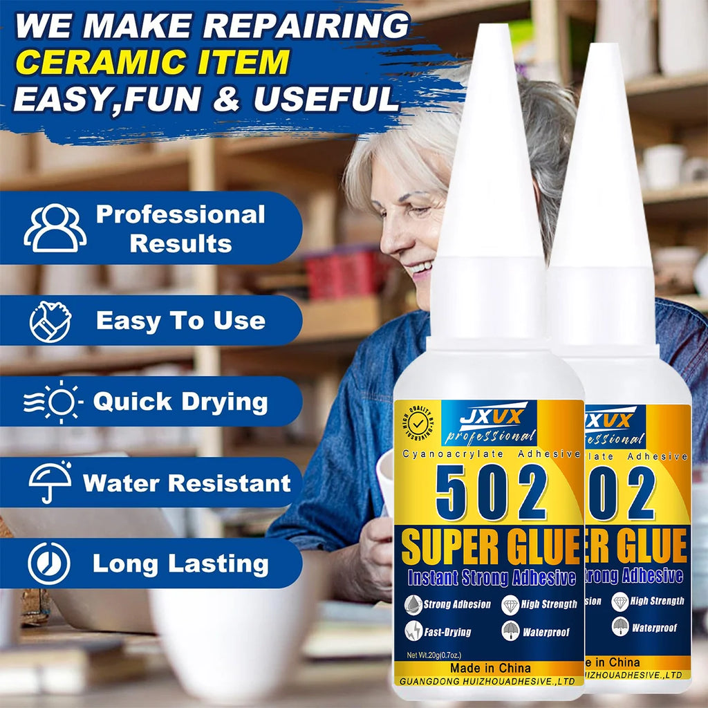502 Super Glue 10.7oz, Clear Instant Medium Cyanoacrylate Adhesive Liquid for Woodworking Wooden Crafts Furniture Repairs, All Purpose Strong CA Glue for Metal Glass Plastic Ceramic Leather
