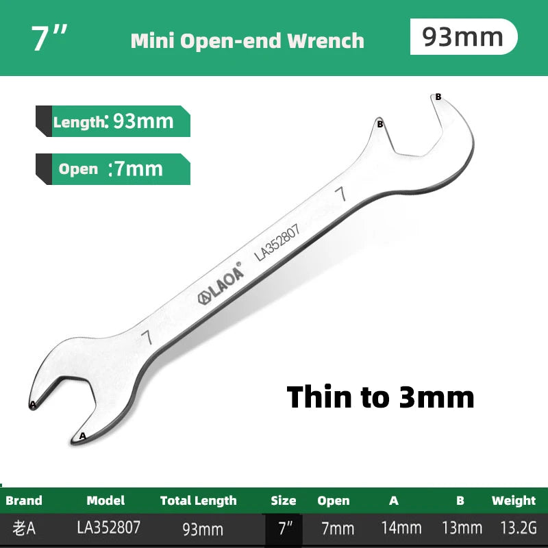 LAOA Mini Double Ended Spanner Open-End Wrench Rool Wrench Can Be Carried with You 5mm-11mm