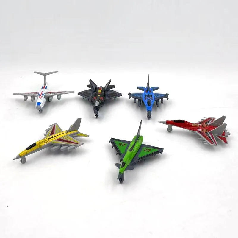10CM Fighter Model 6Pcs Aircrafts Set MINI Alloy+PVC Military Airplane Toys Collection Warplane Decorations For Kids Boys Gift