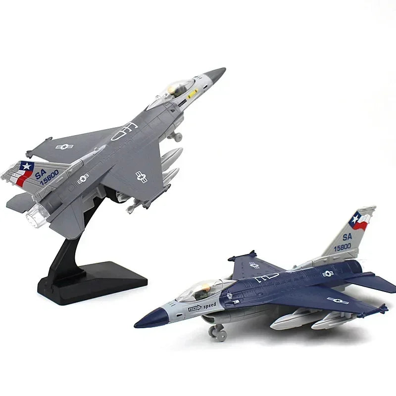 Alloy F16 Fighter model acoustooptic return force aviation military aircraft model Toy Ornament Gift