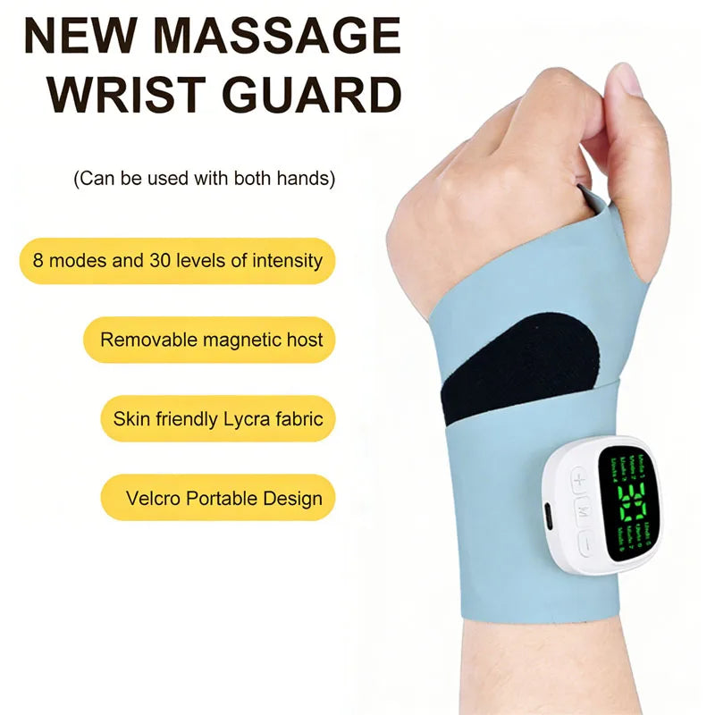 Cordless Wrist Massager USB Rechargeable Wrist Brace Wrap with Massage for Wrist Carpal Tunnel Fatigue Relief for Home Office