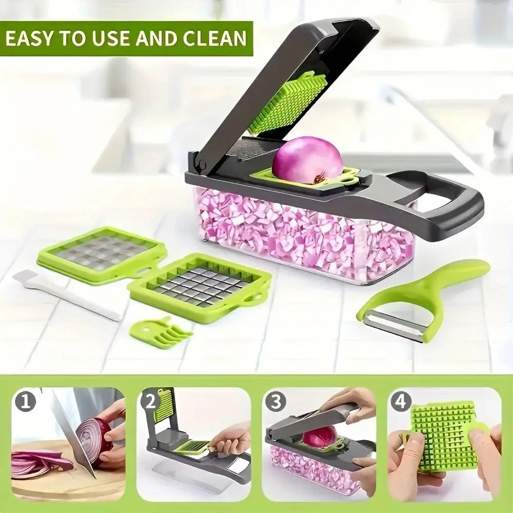 16-In-1 Function Kitchen Vegetable Cutter Potato Peeler Compact Fruit Slicer Portable Carrot Grater Kitchen Tools