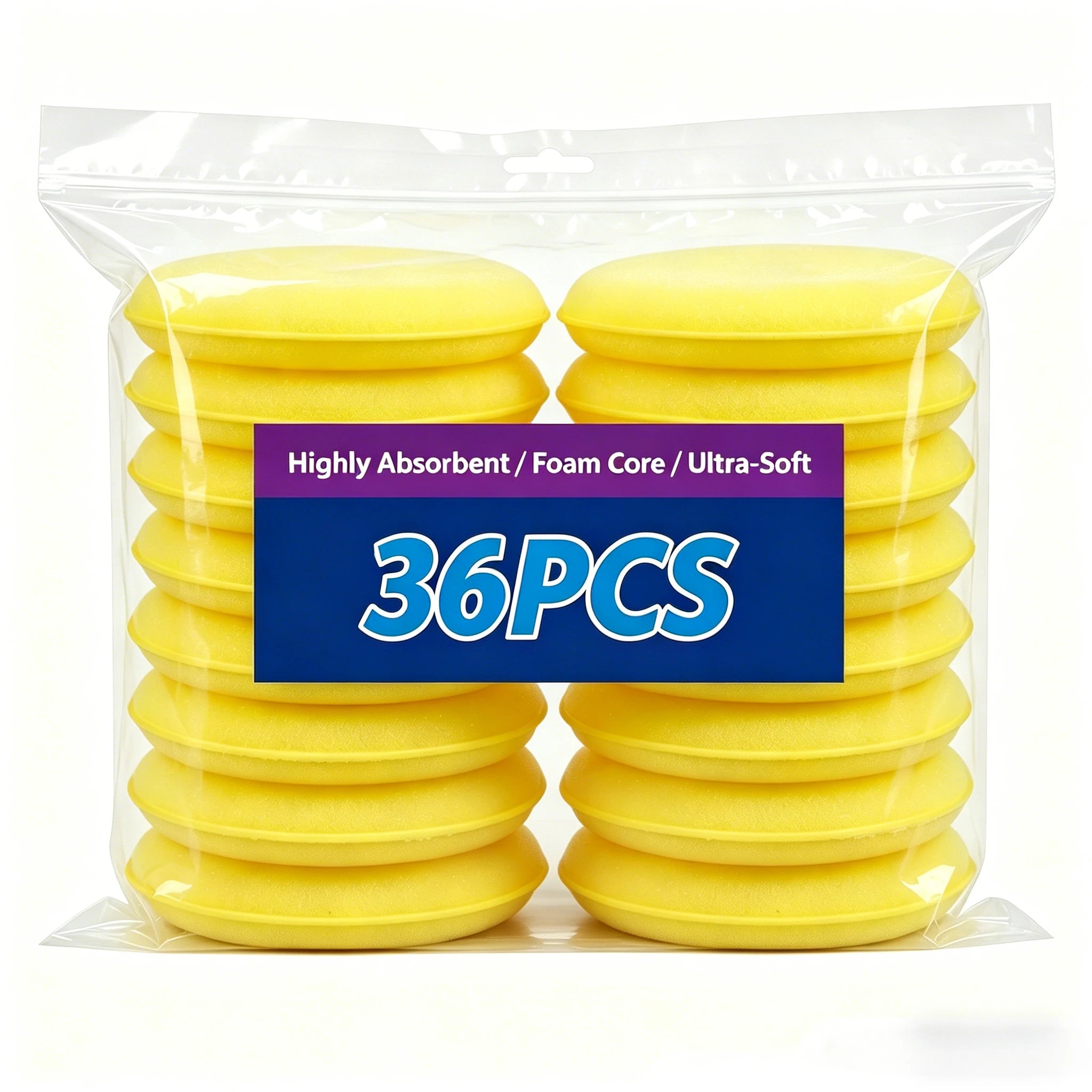 60-12PCS Car Waxing Polish Wax Foam Sponges High Density Detailing Applicator Pad Soft Sponge Detail Washing Car Cleaning Tool