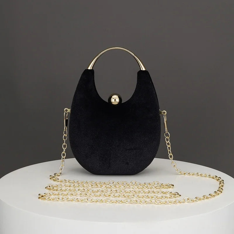 Velvet Sequin Evening Bag for Women Soft Polyester Urban Simple Style Dumpling Bag Lady Wedding  Gown Bag Banquet Bag
