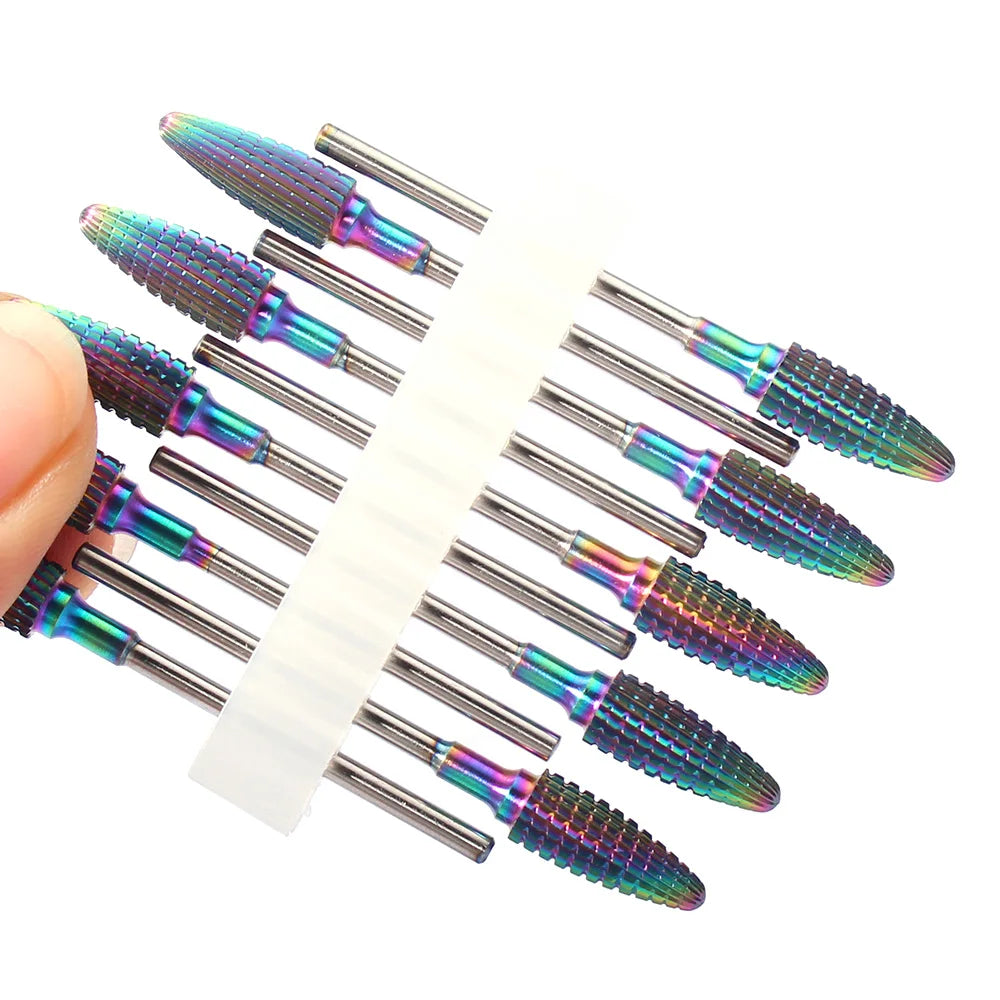 10pc Carbide Manicure Drills Nail Drill Bits Set Milling Cutters Kits Gel Polish Remover Files Electric Burr Tools Accesstries