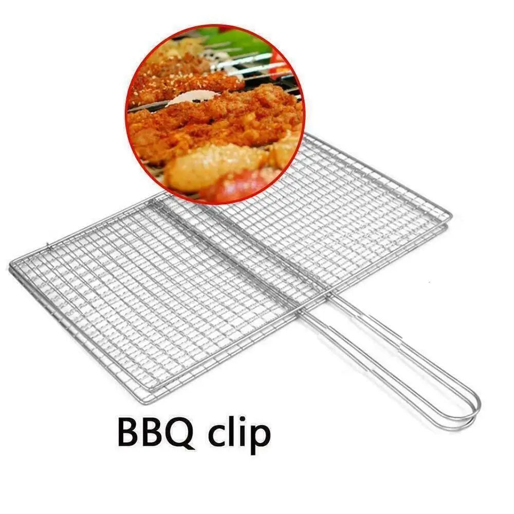 Barbecue Net Iron Mesh Clamp Grilling Basket Grill BBQ Tools Net Steak Meat Fish Net Vegetable Grilled Fish Net Camping Picnic