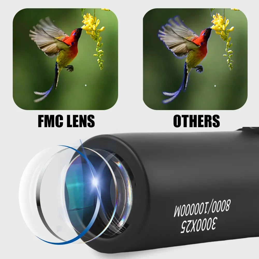 3000x25 Adult Professional HD Remote Monocular & Pocket Mini Portable Telescope for Outdoor Camping and Hunting