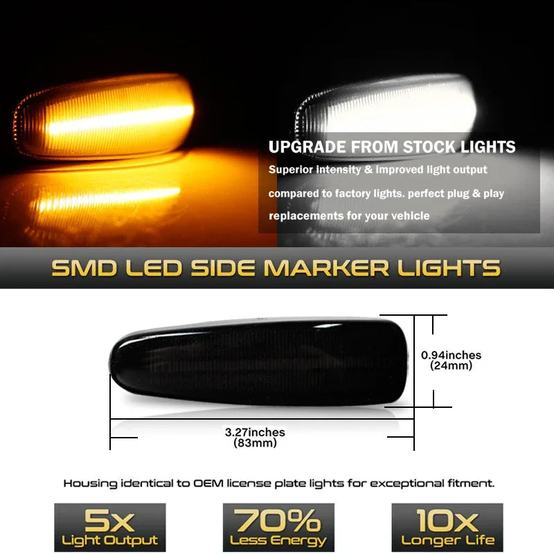 Dynamic Amber Turn Signal Light Marker Lamp For Mitsubishi Lancer Evolution Evo X Outlander Sport RVR ASX White DRL Parking Lamp