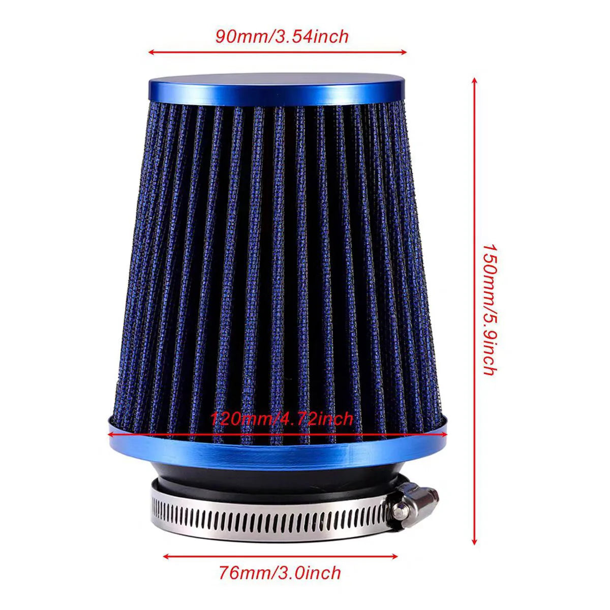 1pc Durable 76mm 3" Universal Car Air Filter High Flow Reusable Cotton Gauze Intake Filter For Motorcycle Automobile Modificatio