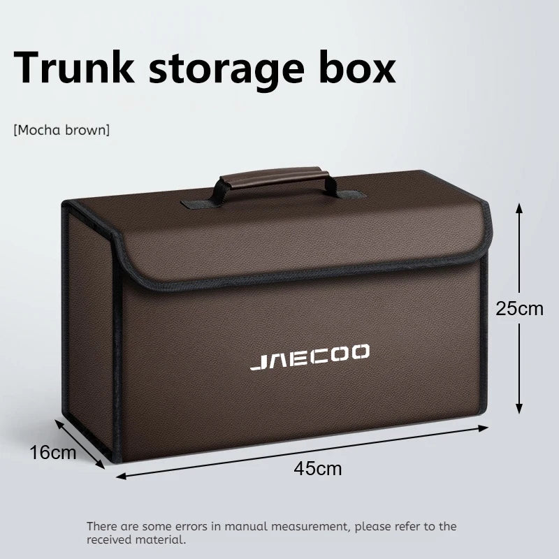 Car Leather  Trunk Storage Box Foldable Carbon Fiber For CHERY JAECOO J7 J8 J5 2023 2024 2025 Auto Organizer Bag Accessories