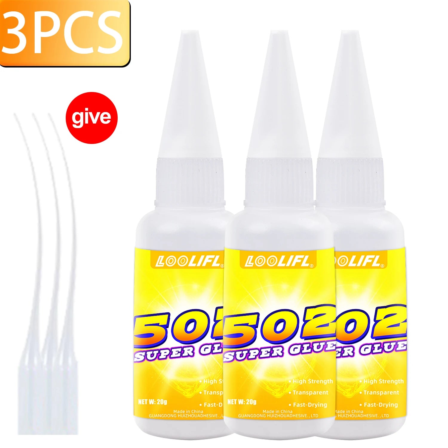 Loolifl 1-7Pcs 20ml 502 Quick-Drying Instant Super Glue Cyanoacrylate Strong Bond Adhesive For Home Office Industrial Repair Materials Adhesive Leather Rubber Wood Metal Strong Bond Liquid Glue Tool