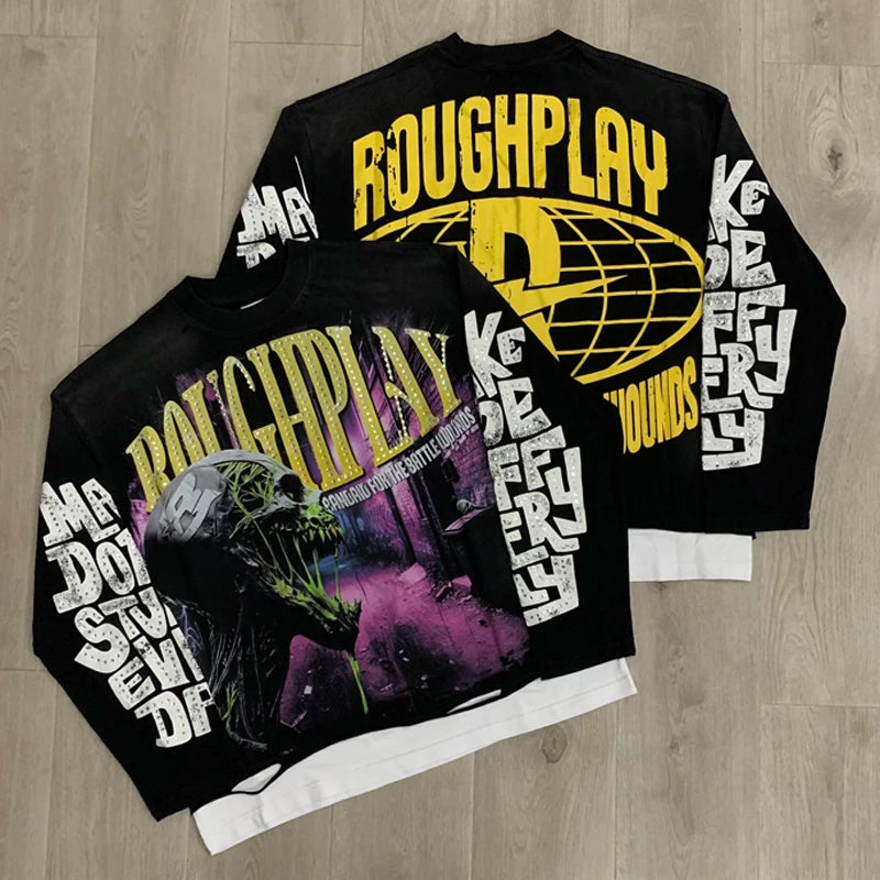 26SS New High Quality Street Lashion Hip Hop Rough Long Sleeved Fall Men's Women's Loose Casual T-Shirt