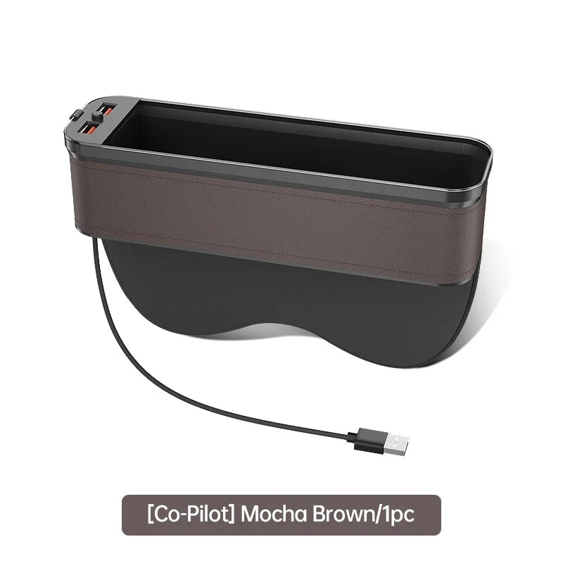 For Porsche Cayenne Panamera Macan 718 Boxster 958 911 Car Crevice Storage Box With 2 USB Charger Colorful LED Seat Organizer