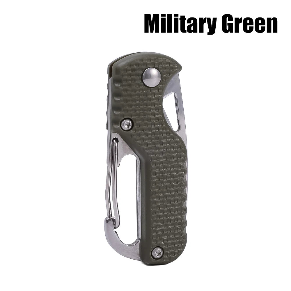 Multifunctional Keychain Knife Pocket Folding Knife Stainless Steel Blade Rustproof Wear Resistant for Outdoor Hiking Survival