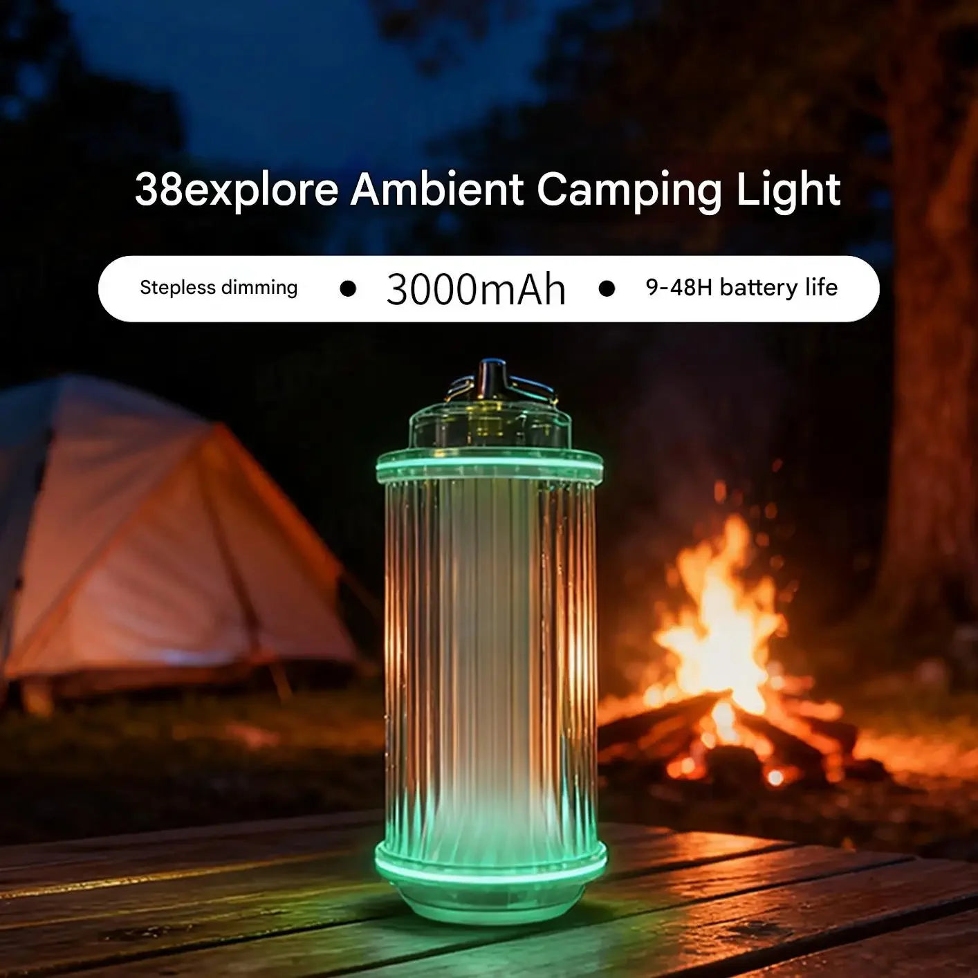 3000mAh 38-KT 38 Light 38 Explore USB Rechargeable Camping Lanterns Outdoor Tent Lamp Powerful Mini LED Flashlights Camp Light