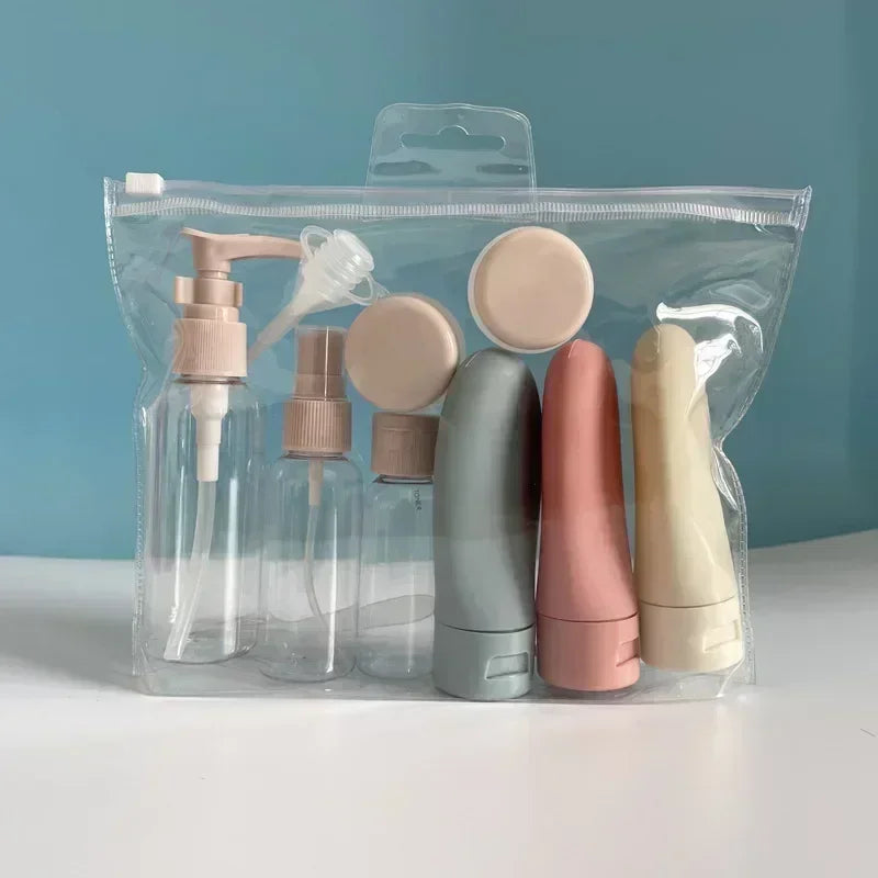 3/11Pcs Travel Bottles Set Refillable Cosmetic Containers Empty Spray Bottle Liquid Cream Lotion Dispenser Shampoo Squeeze Tube