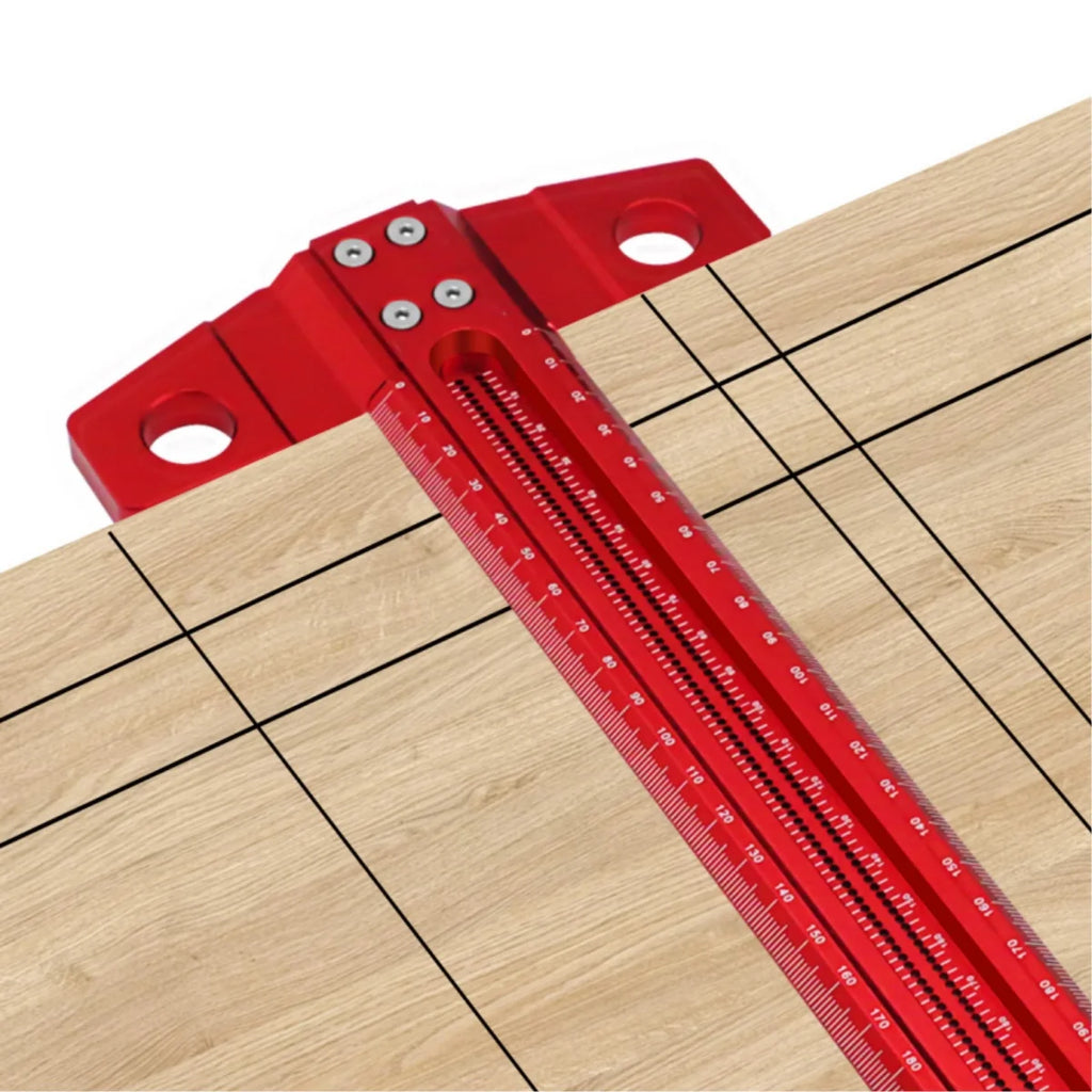 60-500MM Precision Marking T-Ruler Aluminum Alloy Woodworking Scribe Marking Gauge Deluxe Crossed-out Hole Scribing Ruler
