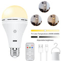 USB-C E27 Rechargeable LED Bulb Wireless Remote Control Battery Operated Dimmable Light with Timer