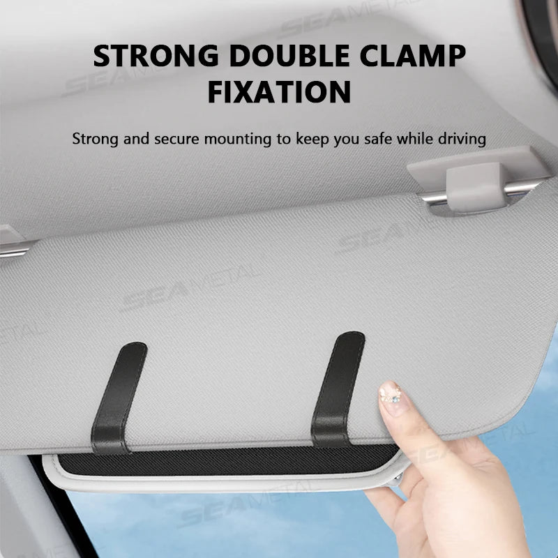 SEAMETAL Car Visor Glasses Case Leatherette Large-Capacity Sunglasses Holder Sun Visor Eyeglasses Protection Box Scratch-Free