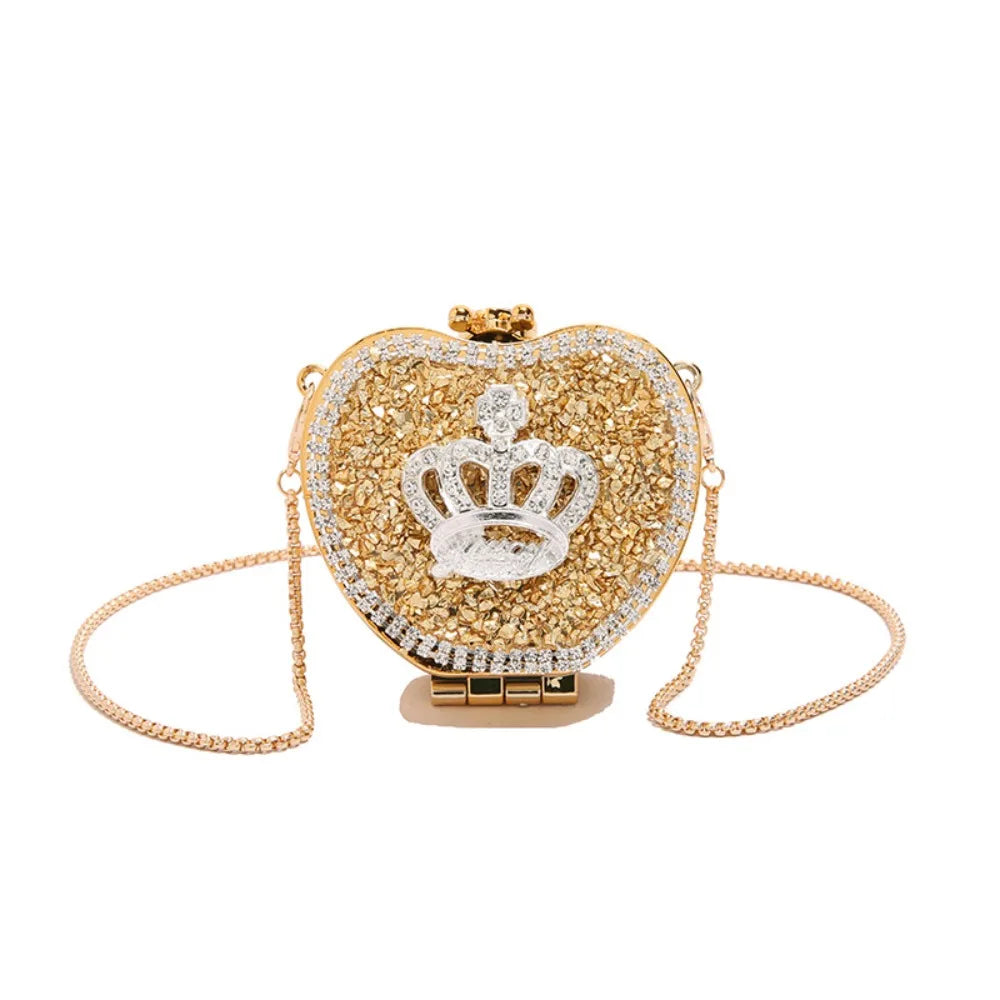 Handbag Gold/Silver Rhinestone Evening Bag Irregular Shape Elegant Banquet Chain Bag Small Wallet Shinny Mini Lipstick Bag Gift