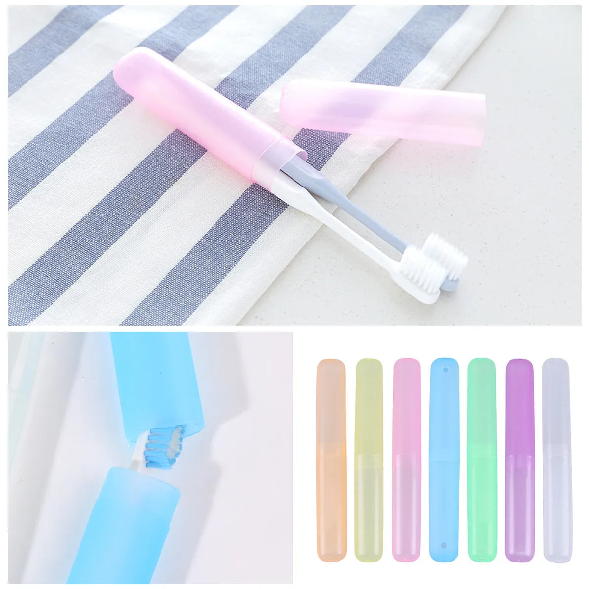 21Pcs Toothbrush Box Portable Plastic Travel Organizer Toothpaste Brush Holder Storage Case for Small Cosmetics Jewelry Daily