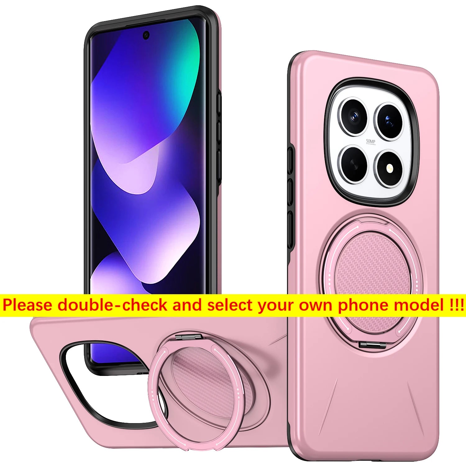 For Xiaomi Redmi Note 15 Pro Plus Note 14 Pro Plus 360° Rotating Stand Luxury Phone Case Armor Shockproof Bracket Cover Fundas