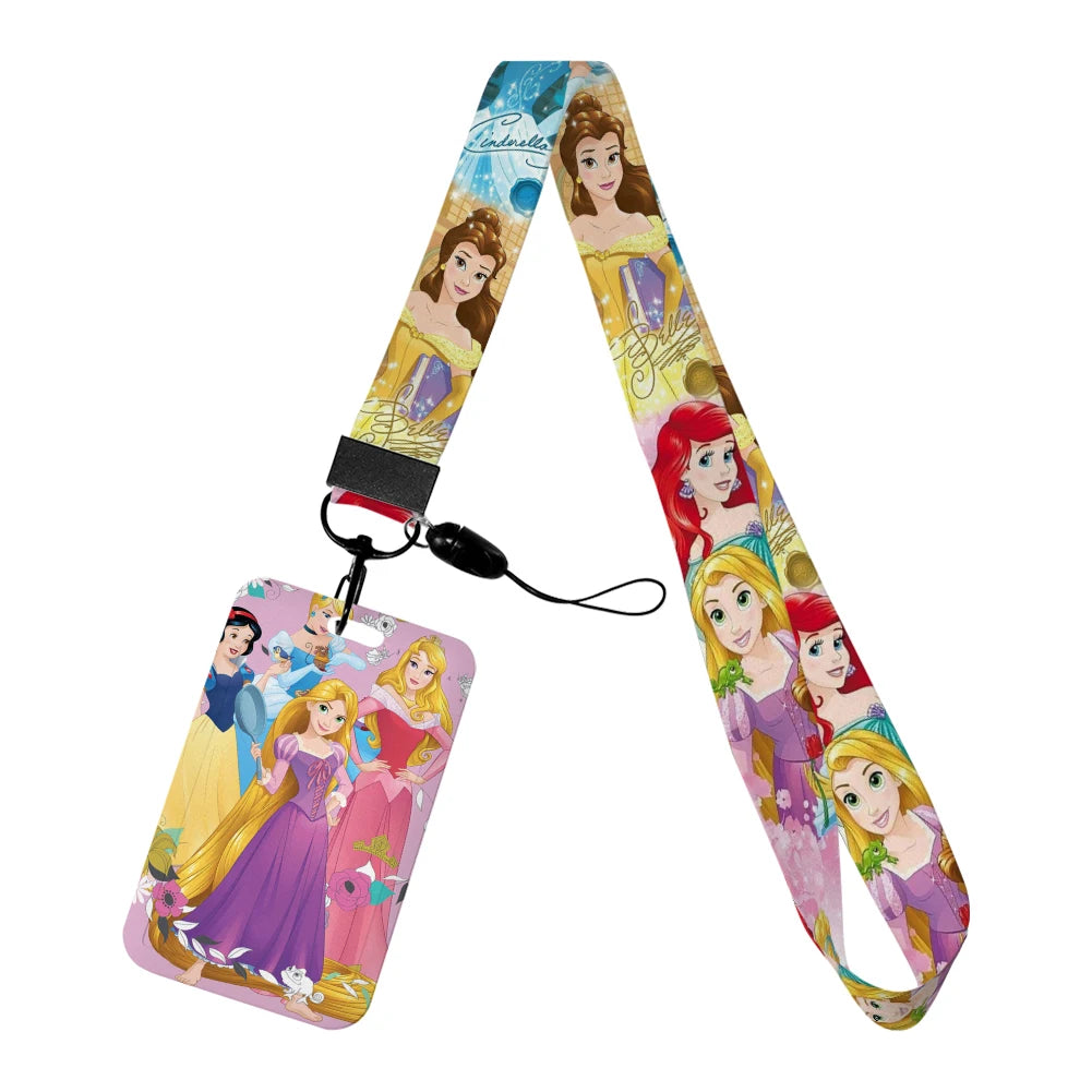 Disney Princess New Arrival Card Holder Student Keychain Girl Bus Metro Protective Case School Card Cover Kid Personalized Gifts
