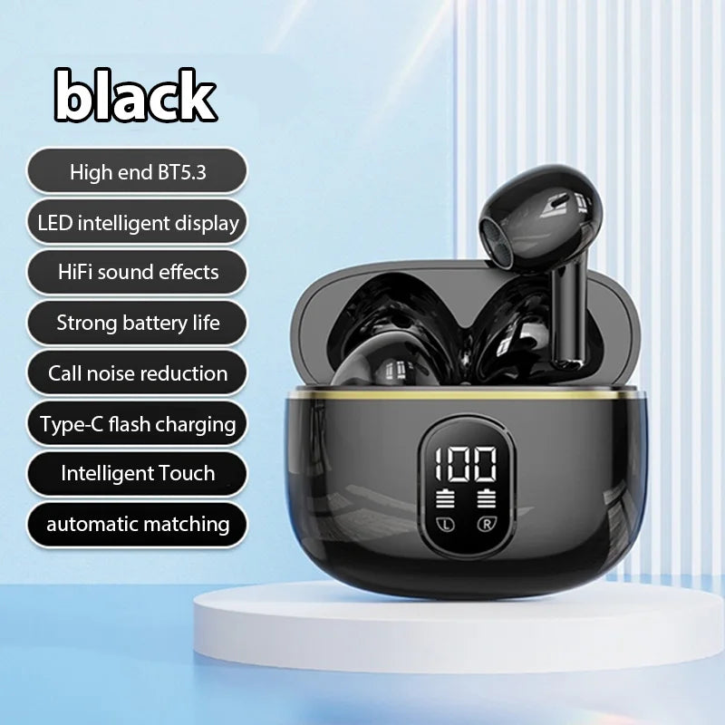 Wireless Earphone HIFI Stereo Sound Bluetooth 5.3 Headphones Power Display Earbuds Noise Reduction For iPhone Samsung Headsets