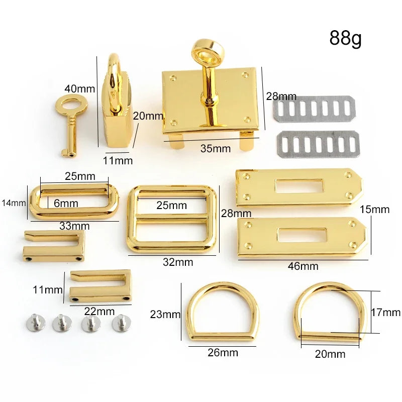 Fashion Metal Bag Locks Clasp Bag Lcok Set For Handbags Purse Tote Closures Snap Clasps DIY Craft Hardware Case Bag Accessories