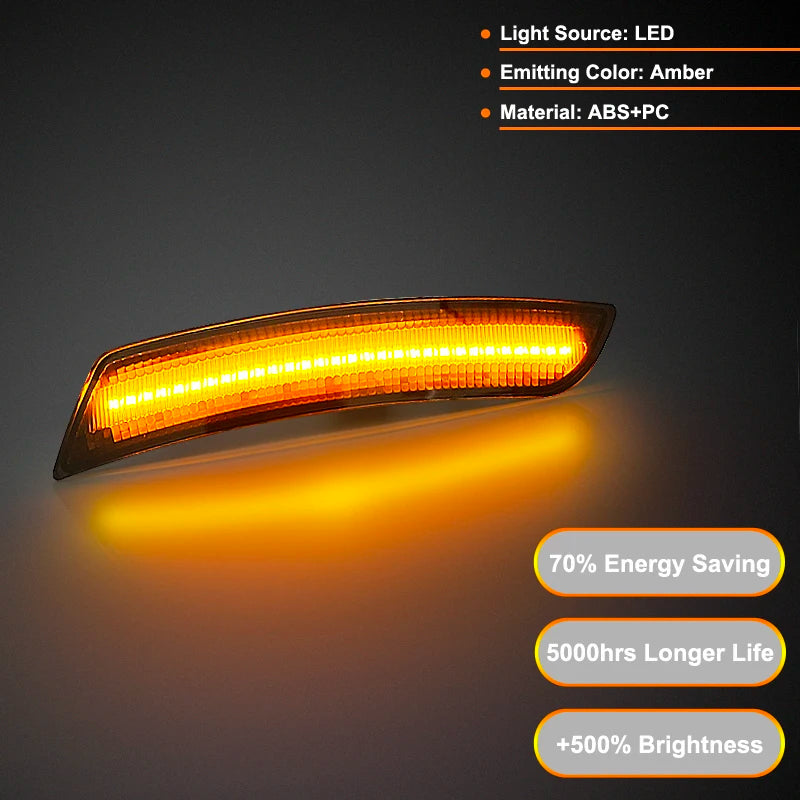 For Cadillac CTS 2014-2020 ATS 2015-2020 Smoked Lens LED Side Marker Reflectors Lamp Amber Front Side Fender Lights