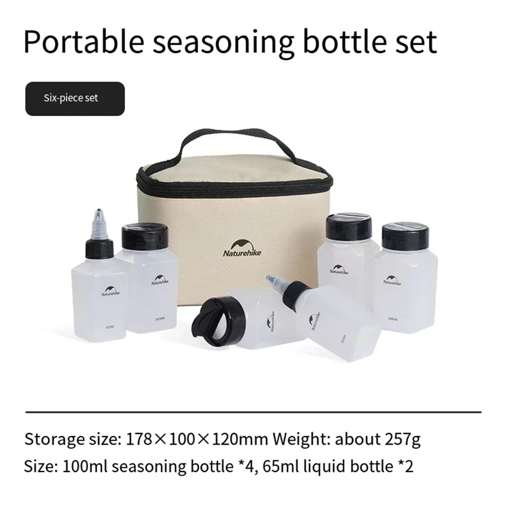 Camping Accessories Outdoor BBQ Picnic 6/8 Pieces Set Seasoning Spice Storage Jars Set with Storage Bag